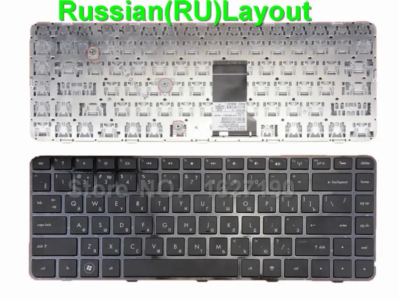 Новая русская клавиатура для HP Pavilion DM4 1000 DV5 2000 черная рамка версия с задней