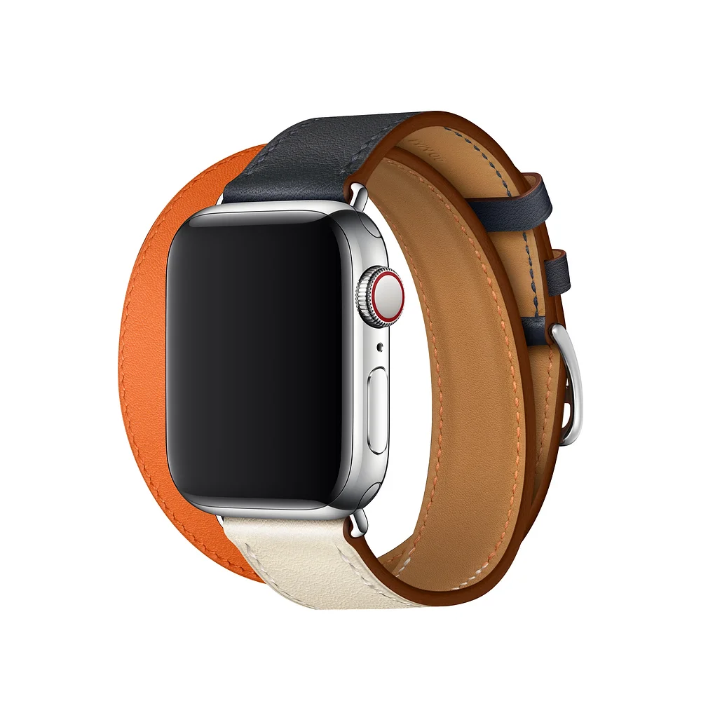 Для Apple Watch версии 6 5 4 3 2 1 SE Swift кожаный двойной один за туром ремешок для наручных
