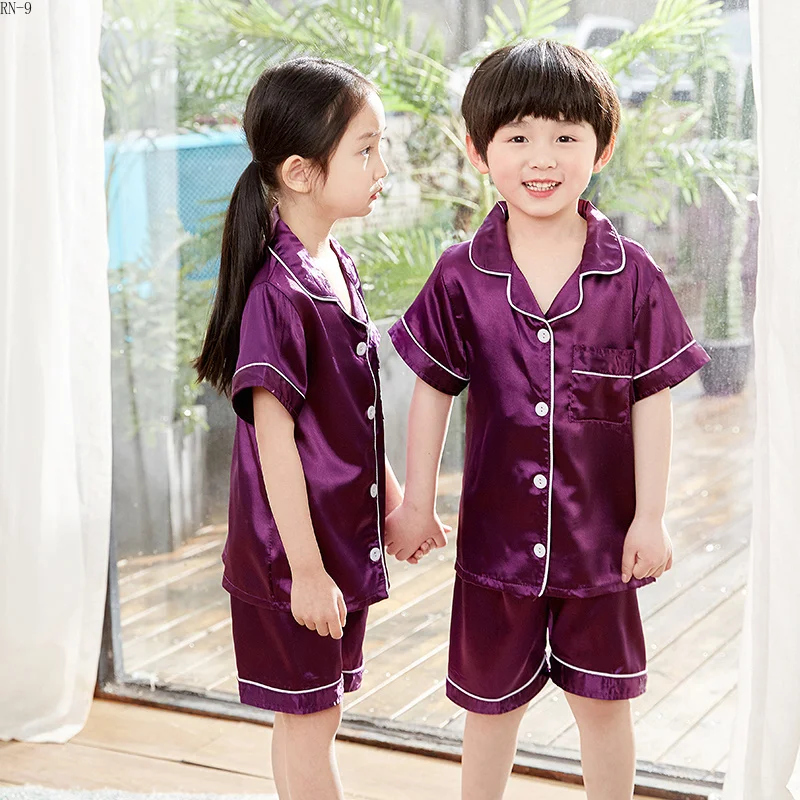 Новинка 2019 года летние пижамы для девочек Шелковый детский Пижамный костюм