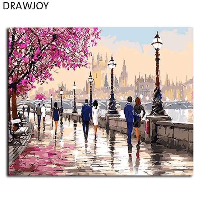 as picture DRAWJOY Drop Shipping Framed Pictures DIY Oil Painting By Numbers Home Decor On Canvas Wall Art For Living Room 40*50cm - Цвет: as picture