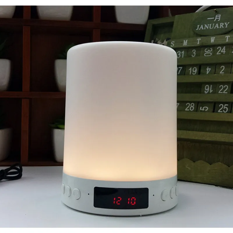 HZFCEW цветной Ночной светильник с bluetooth-динамиком, умный портативный беспроводной BLE динамик, настольная лампа с сенсорным управлением и будильник