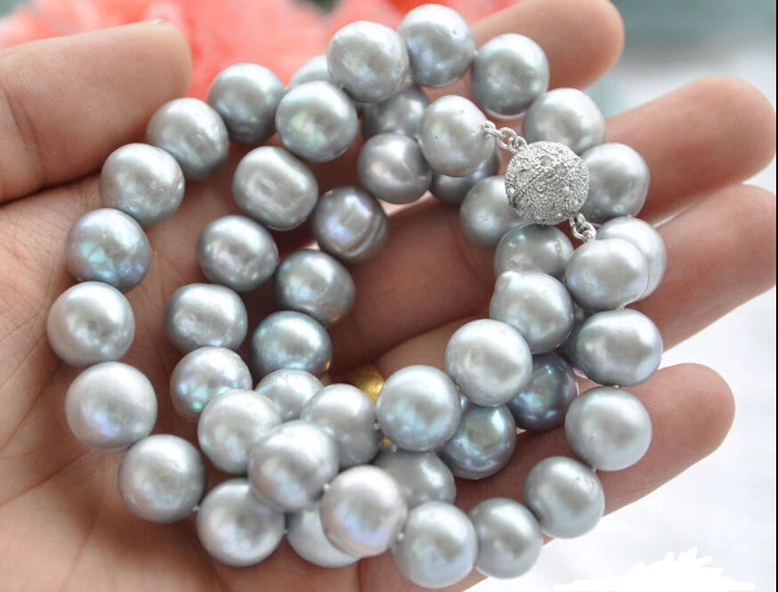 ~~ BJC 00192 ROUND GRAY Freshwater cultured PEARL NECKLACE Discount AAA | Украшения и аксессуары