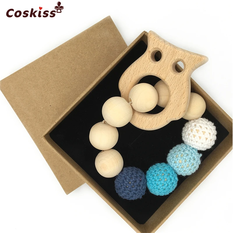 Вязаное крючком кольцо необработанный кленовый Прорезыватель с искусственным