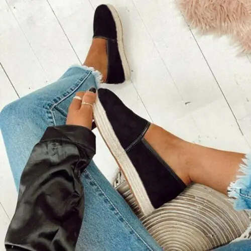 Женские туфли без шнуровки из пеньковой ткани на плоской подошве Espadrilles