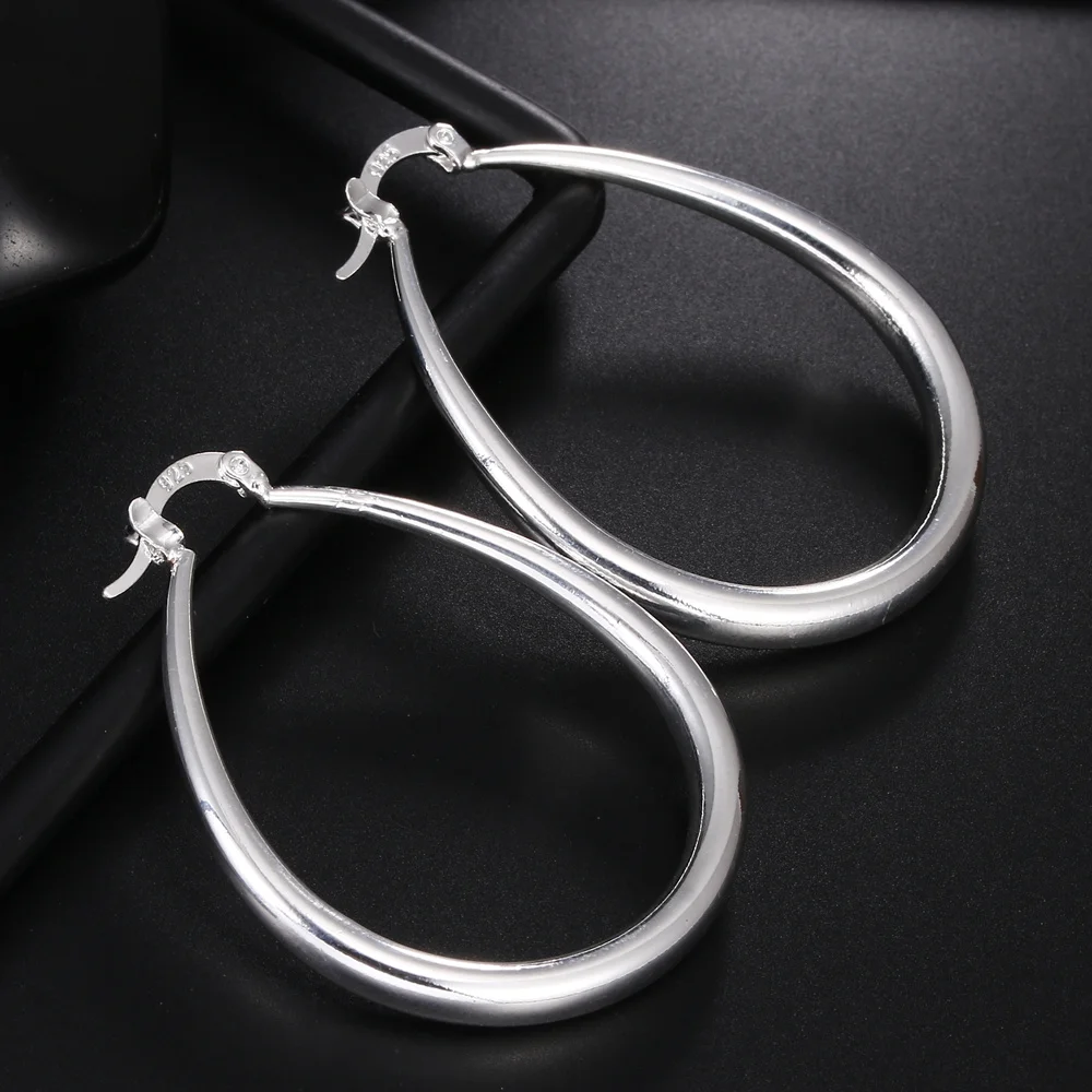 Серебро 925 серьги-кольца для женщин u-образный длинные сережки Brincos Femme модные свадебные ювелирные украшения Bijoux вечерние подарки