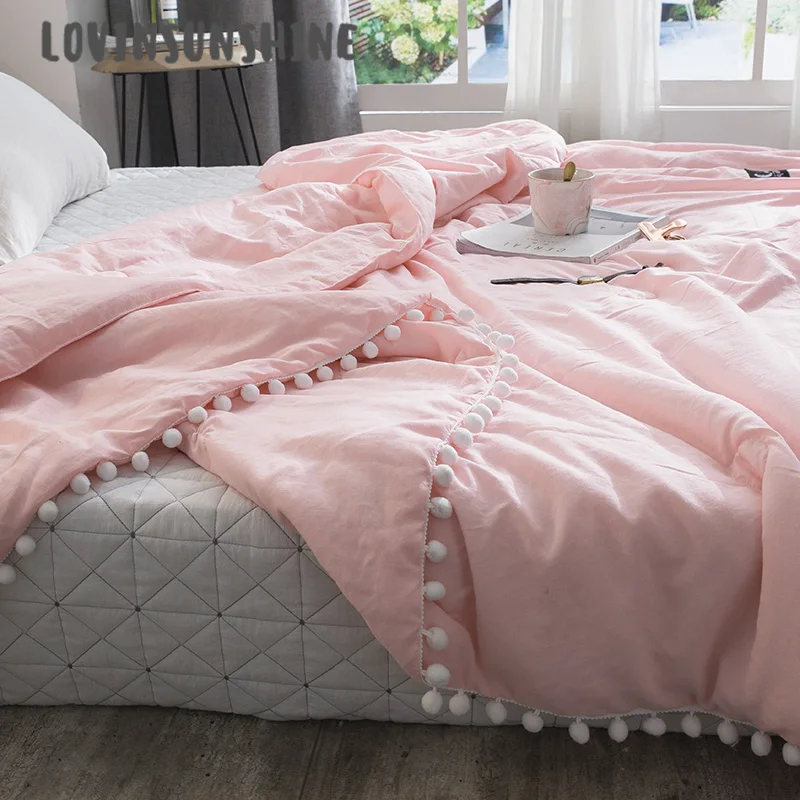 

NEW LOVINSUNSHINE Soft Throw Blanket With Small Ball Decor Washed Soft Warm Cover Air Condition Quilt For Bed AB#138