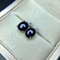sapphire earrings natural dark blue gemstone solid 925 silver gemstone earrings for woman