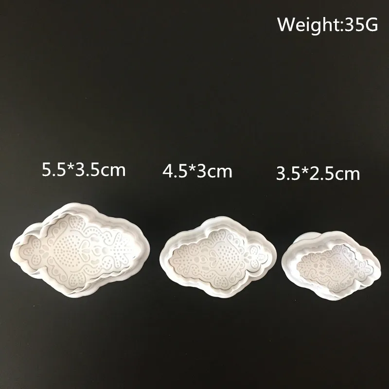 3pcs Diamond Lace Геометрический цветок Плунжер для сахарной мастики Формочки резак печенья инструменты для украшения торта инструменты для украшения Рождественского торта GYH - Цвет: 3pcs Diamond Lace
