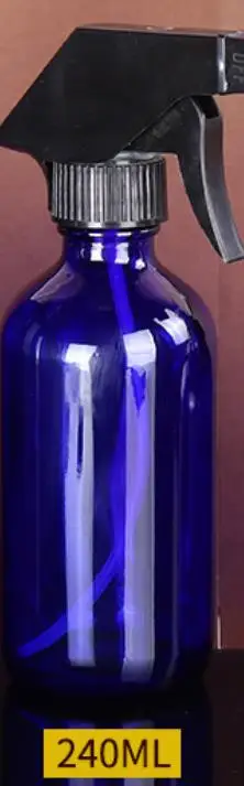 10PCS/Lot Amber Glass Essential Oil Spray Bottles Mist Sprayer Container Travel Refillable Bottle Transparent Brown 15-500ml - Color: Blue 240ML