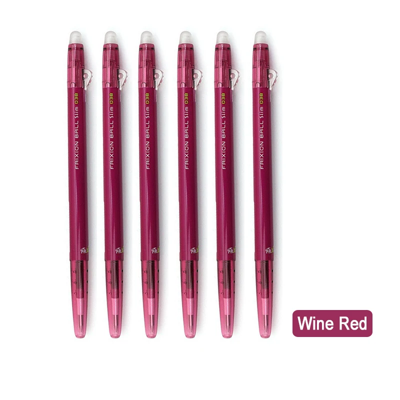 Wine Red 6 шт./лот Pilot 0,38 мм стираемая ручка гелевая ручка Kawaii FriXion шариковые тонкие ручки школьные и офисные канцелярские принадлежности японские LFBS-18UF - Цвет: Wine Red