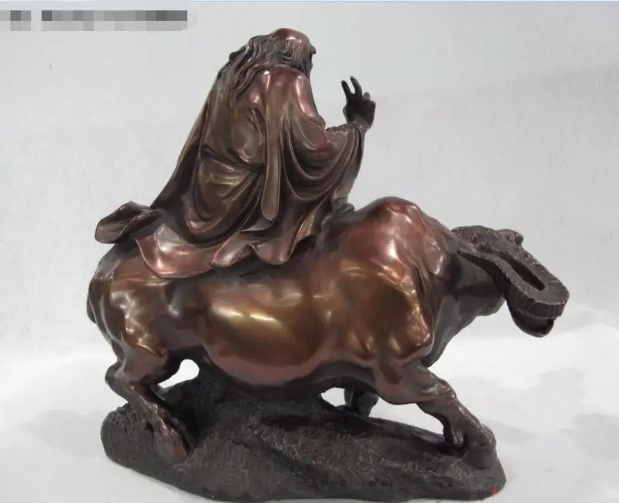 China Red Copper Famous Confucian Lao Zi on Buffalo Ox Bull Wealth Oxen Statue | Дом и сад