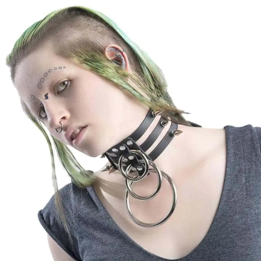 Goth Dark Винтажное колье из искусственной кожи готическое модное ожерелье 2021