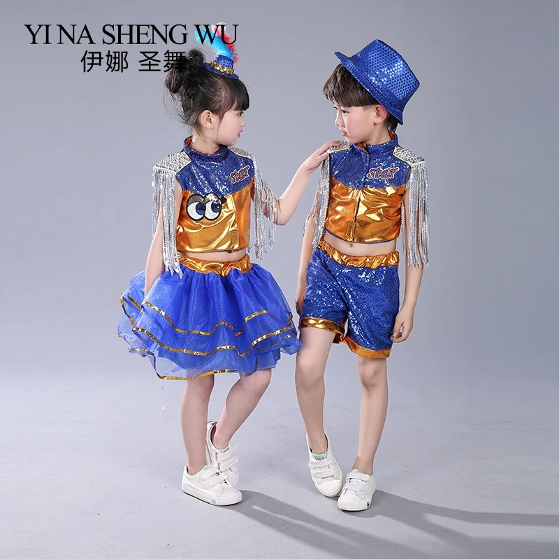 Детские костюмы для джазовых танцев из 2 предметов Детский комплект пышная юбка