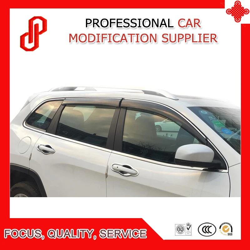 

High Quality Injection molding trim vent shade rain sun wind deflector window visor for Cherokee 2014 2015 2016 2017
