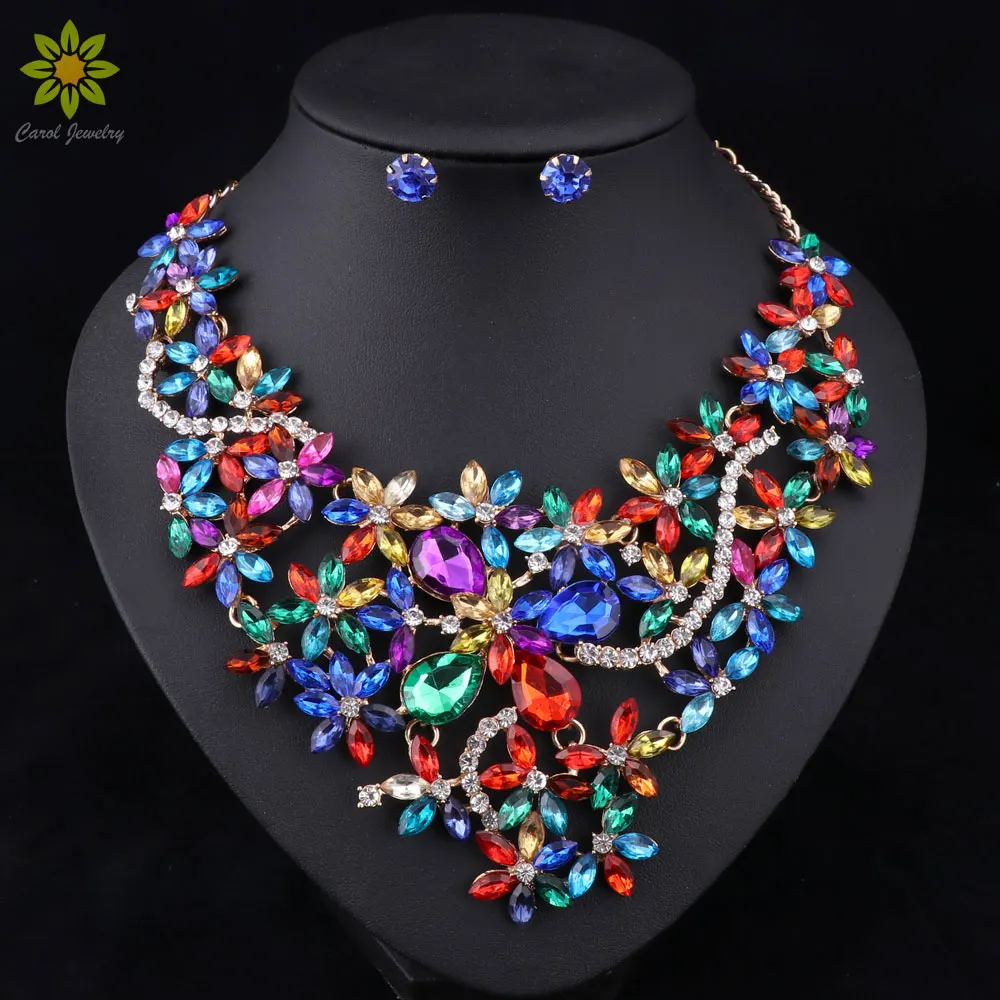 5 цветов наборы свадебных ювелирных изделий свадебное ожерелье серьги для невест