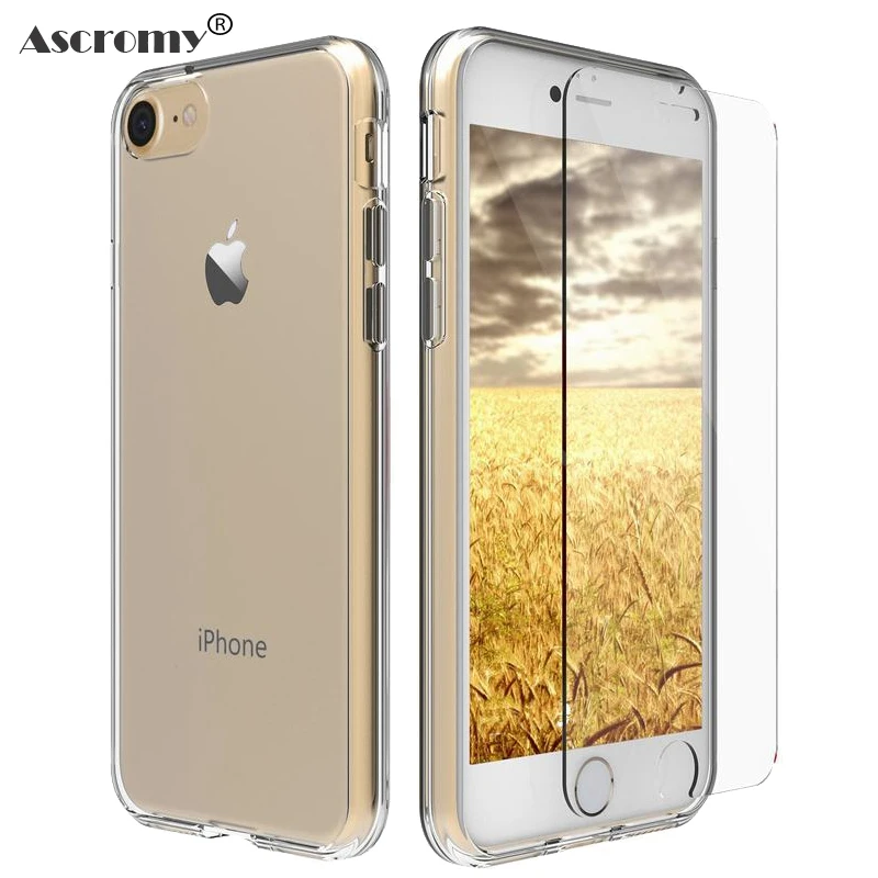 Ascromy Full Body Case For iphone 6 Screen Protector Tempered Glass Protection for iPhone 6S 4s 5 5S SE 5C 7 Plus Cover |