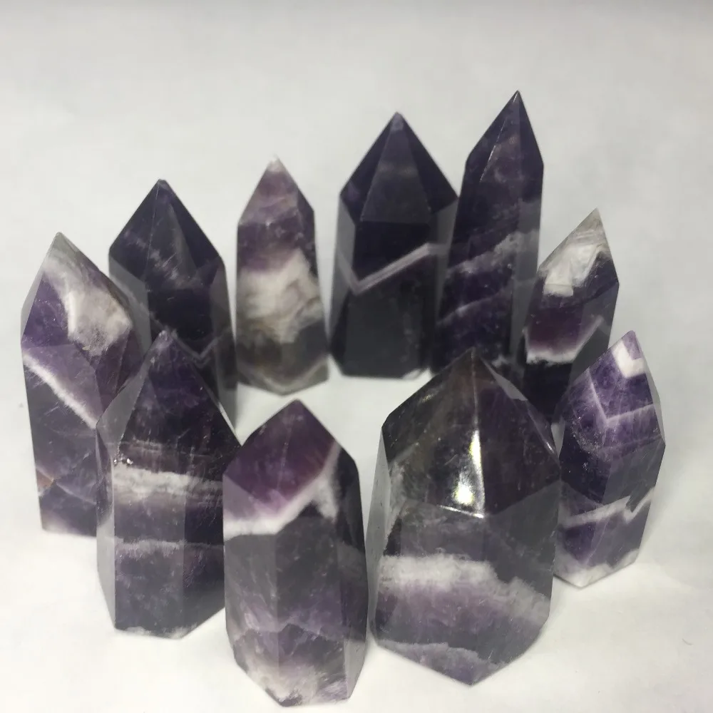 10 шт. в лоте высокое качество Purply Рок Аметист Кристалл полированный одной точки