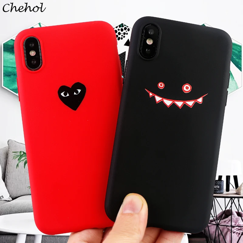 Funny Phone Cases for IPhone 6 s 7 8 Plus X XS MAX XR Case Smile Heart Soft Silicone Fitted Cell Covers Shell Accessories |