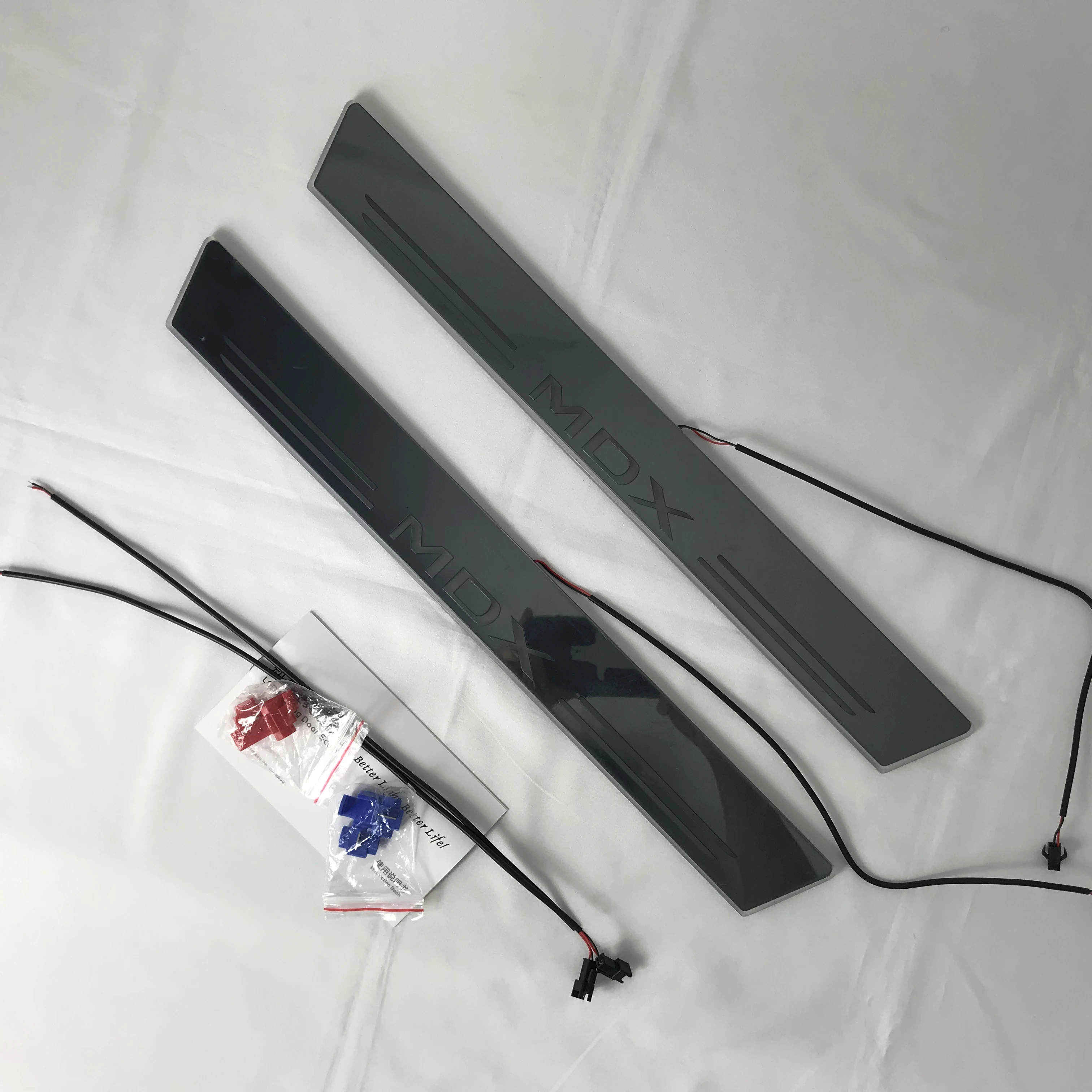 

RQXR led moving door scuff for acura mdx dynamic door sill plate flat lining overlays rgb flowing light, 2pcs