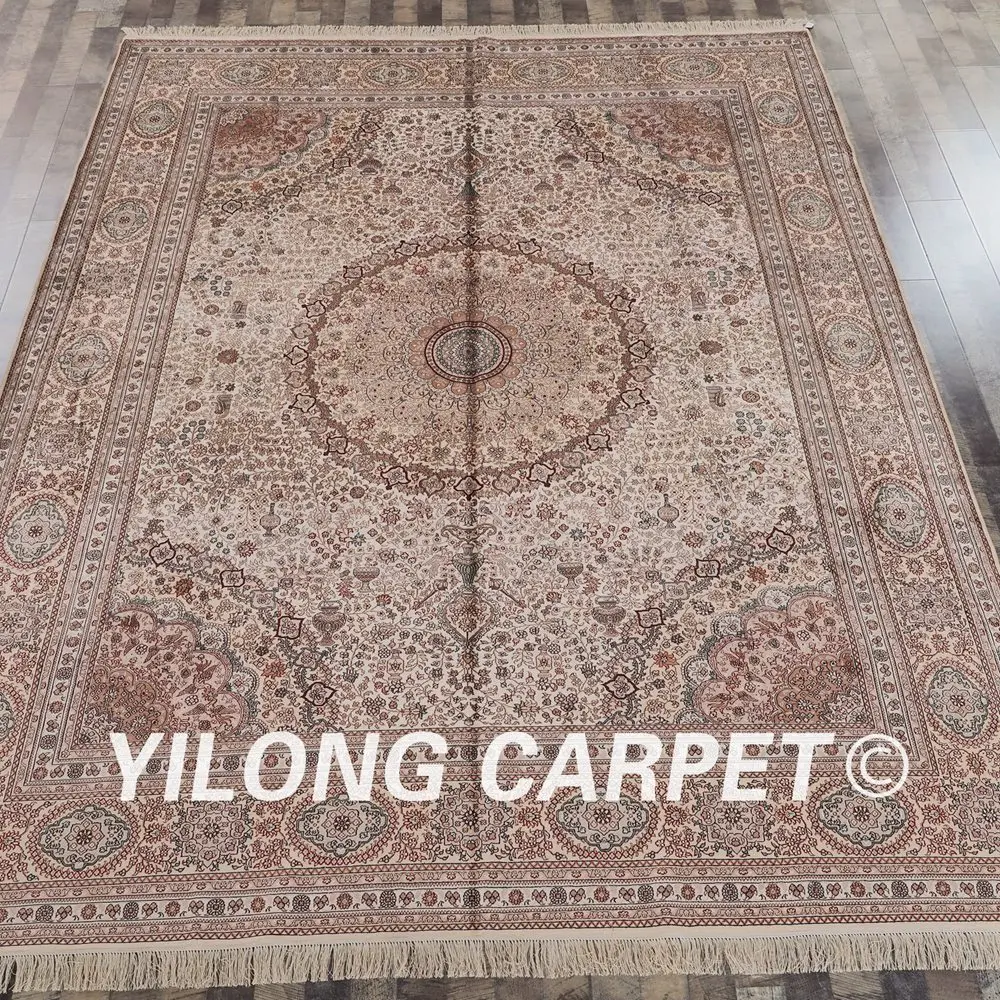 Goede Yilong 9'x12 'Handwoven Perzische Medallion Tapijten Antieke Oosterse Zijde Tapijten (LH171A9x12)