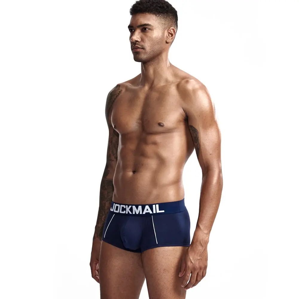 Бренд jockmail Горячая Мужское нижнее белье; трусы-боксеры; Соблазнительные однотонные хлопковые Для мужчин дышащие трусы-боксеры трусы