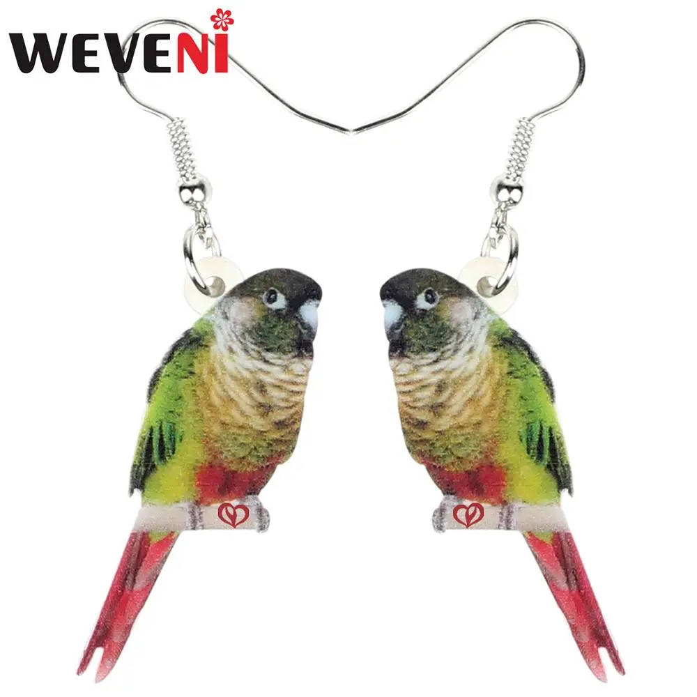 Милые акриловые серьги WEVENI в виде зеленых щек попугаев птиц Висячие капли модные