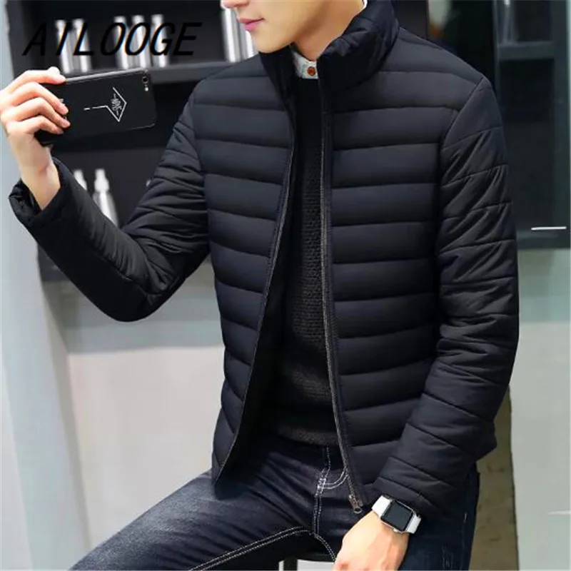 

AILOOGE Men Winter Parkas Cotton Padded Thick Male Jacket Spring Autumn Outerwear Men's Clothing Black Blue Red Size M-4XL