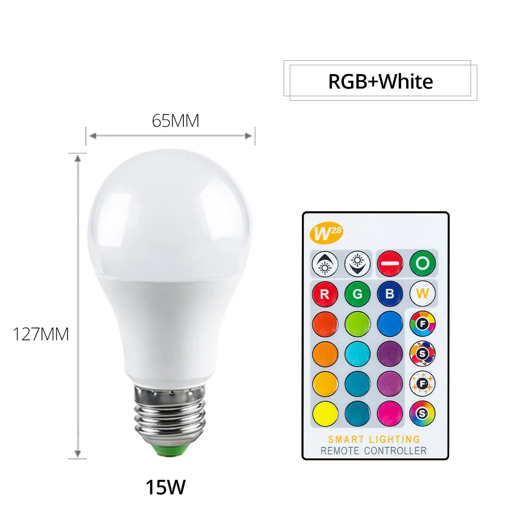 E27 Светодиодный светильник 85-265 в GU10 лампада светодиодный светильник RGB RGBW подсветка rgbww лампы лампа Bombillas с регулируемой яркостью освещения 5 Вт 10 Вт 15 Вт пульт дистанционного управления 16 цветов - Испускаемый цвет: E27 RGBW 15W