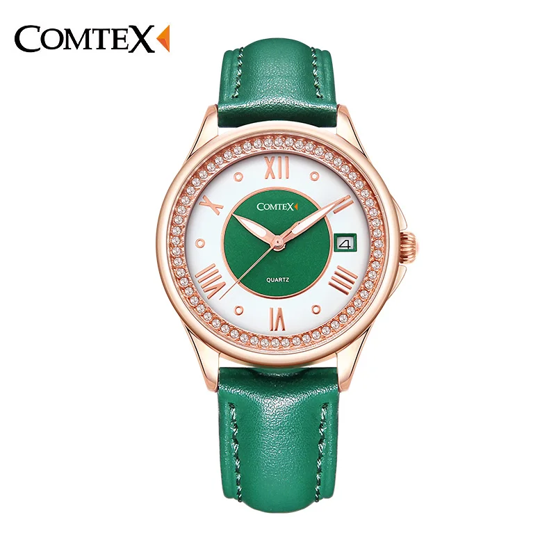 Мода COMTEX женщины леди часы девушка случайные украшения Аналоговый Дисплей