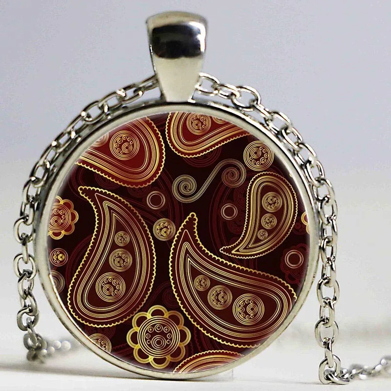 Серебряный цвет зеленая оранжевая розовая мандала ожерелье индийский Ом хна