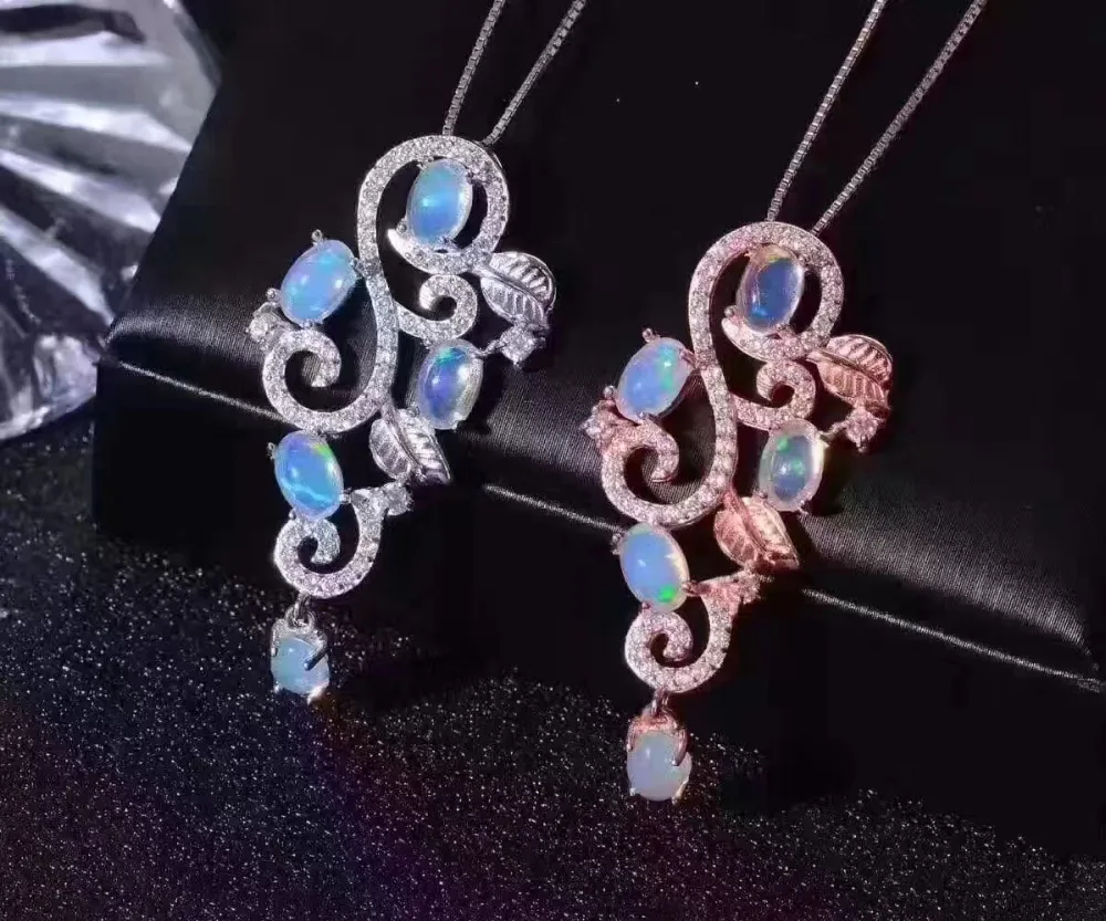 Подвеска из серебра 925 пробы с натуральным разноцветным опалом|jewelry necklace pendants|jewelry