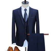 2019 blue mens high quality suits mens slin fit business wedding suits men one button custom suits 3 pieces jacket vest pants