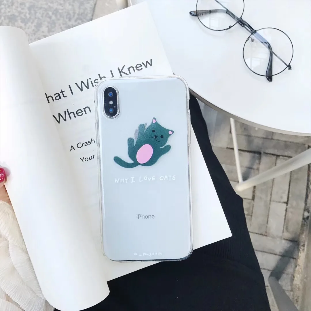 Кот Чехол для iPhone 7 плюс 6 6s Plus милый кремния мультфильм Cat Чехлы X 10 8 Коке |