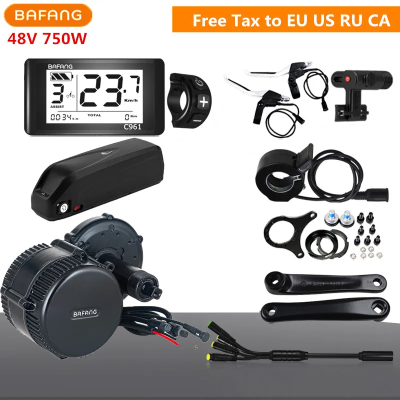Bafang 8fun 48В 750 Вт BBS02B двигатель среднего привода C961 C965 дисплей комплект для