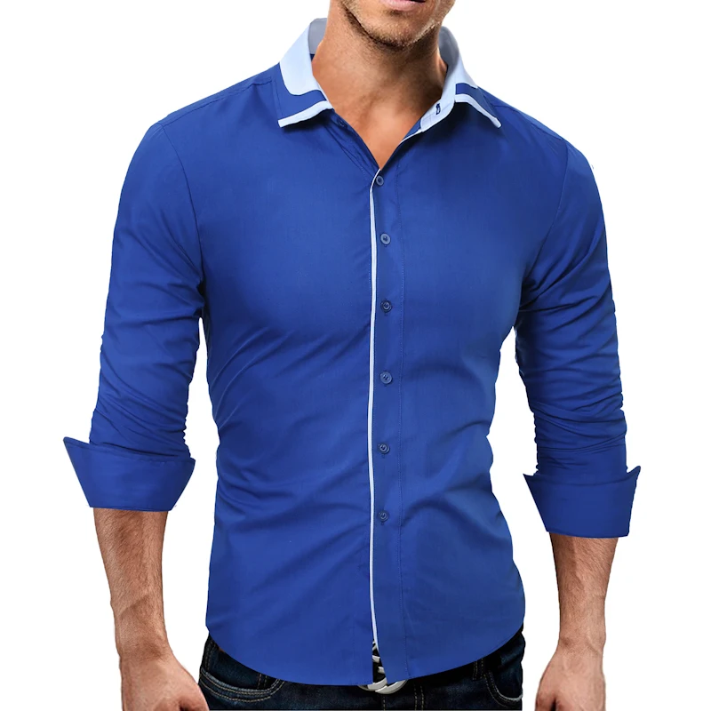2018 новый осень модный бренд Для мужчин одежда Slim Fit рубашка с длинными рукавами