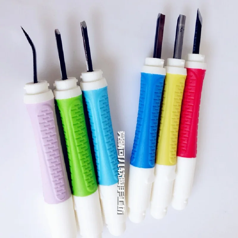 3 шт./компл. резная печать ножи мягкая глина инструменты для резьбы + пластиковая