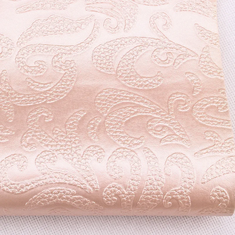 Lychee Life A4 Embossed Stripe Printed Faux Leather Fabric Floral Synthetic Leather DIY Sewing Material for Handbags