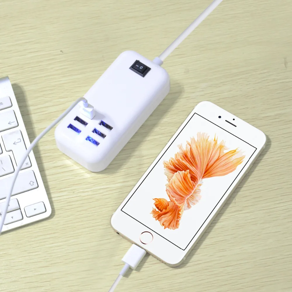 Новое портативное настольное зарядное устройство с 6 USB портами 20 Вт сетевой