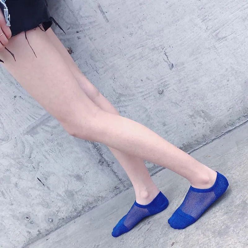 

[WPLOIKJD]Korean Style Fashion Thin Transparent Ankle Women's Socks Shiny Sexy Candy Colorful Funny Socks Calcetines Skarpetki