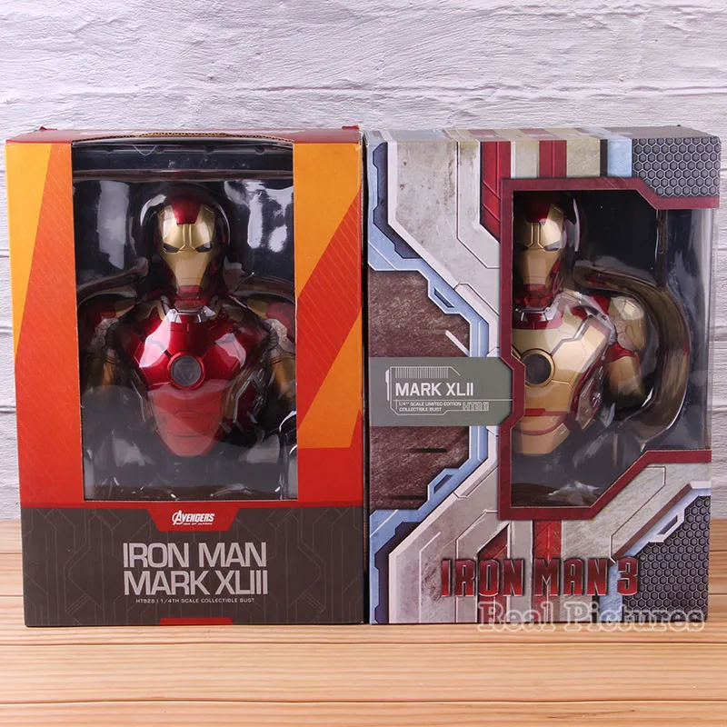 Marvel Железный человек 3 Mark XLII MK 42 MARK XLIII MK 43 1/4 масштаб Фигурка Железный человек Бюст Статуя Коллекционная модель игрушки с светодиодный светильник
