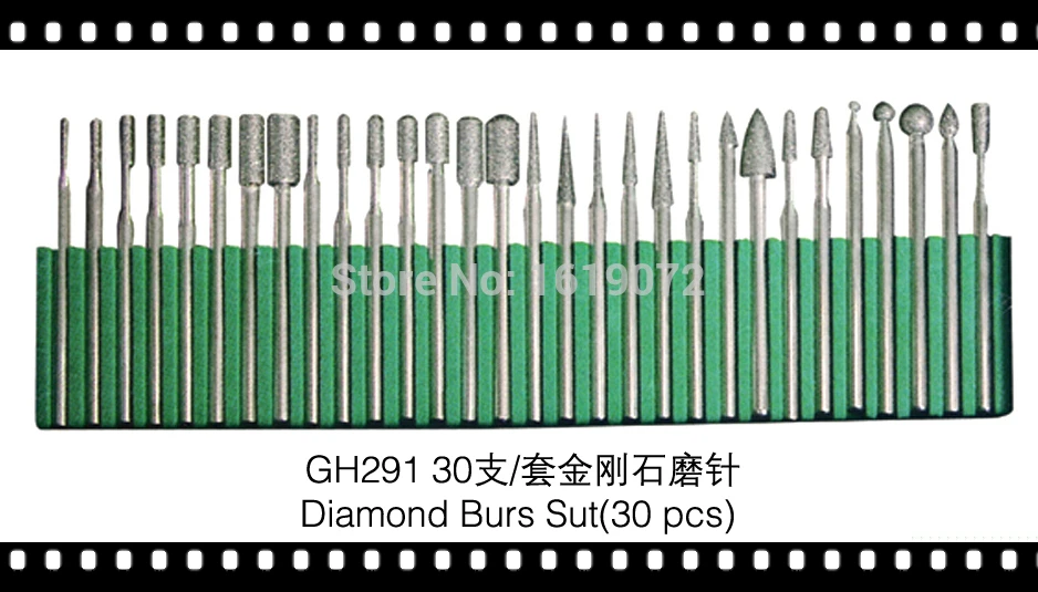 

FREE SHIPPING 30 DIAMOND BURS SET 1/8 INCH SHANK MEDIUM GRIT LAPIDARY JEWELERS ROTARY BITS DREMEL
