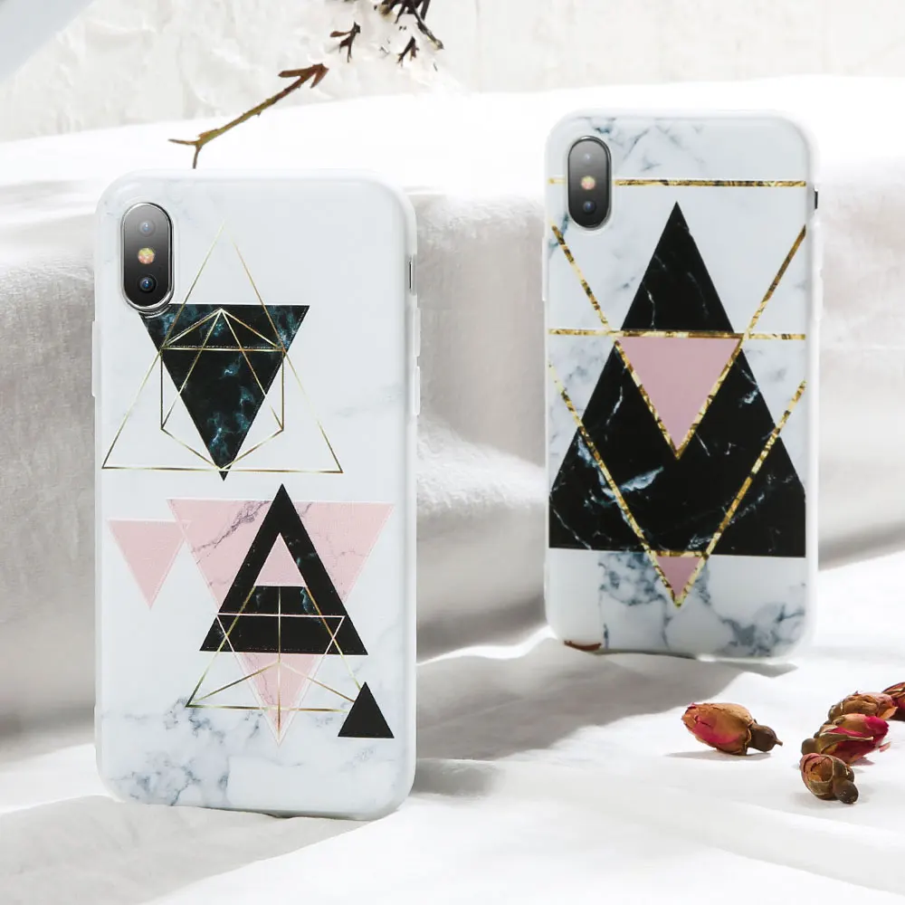 KISSCASE силиконовый чехол для Samsung Galaxy S8 S9 плюс треугольная Геометрия Мрамор A7 A6 A5 J3 J5