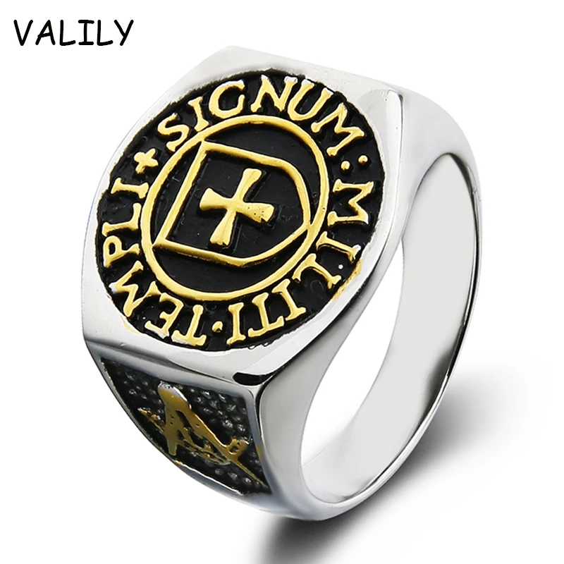 Valily ювелирные изделия с золотым покрытием каменщик кольцо из нержавеющей стали