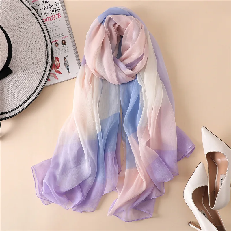 

2018 Women's faux silk scarf shawl oversize soft headband female large size sunscreen beach shawl 180x145cm