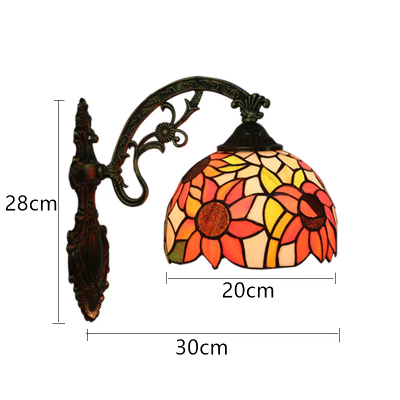 

European Vintage Sunflowers Lamp Bar Stairs Living Room Bar Bedroom Bathroom Wall Light Stained Glass Sunflowers LED Wall Lamp