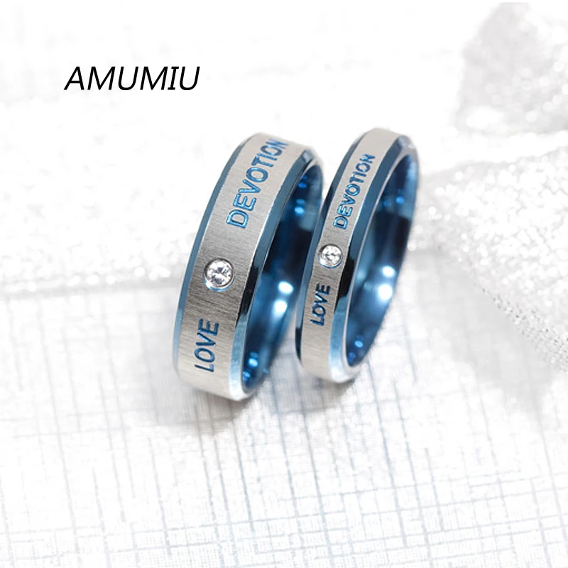 AMUMIU 2017 модные двухцветные серебряные и синие юбилейные пары влюбленные кольца из