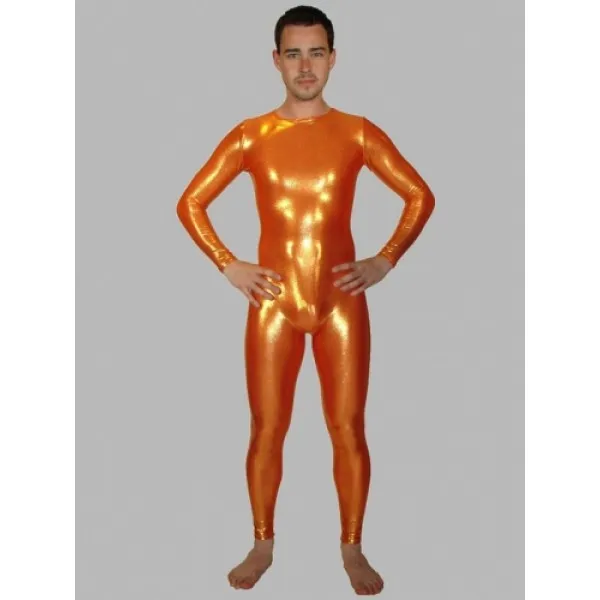 SPEERISE мужские блестящие металлические маленькие костюмы Zentai с круглым вырезом на