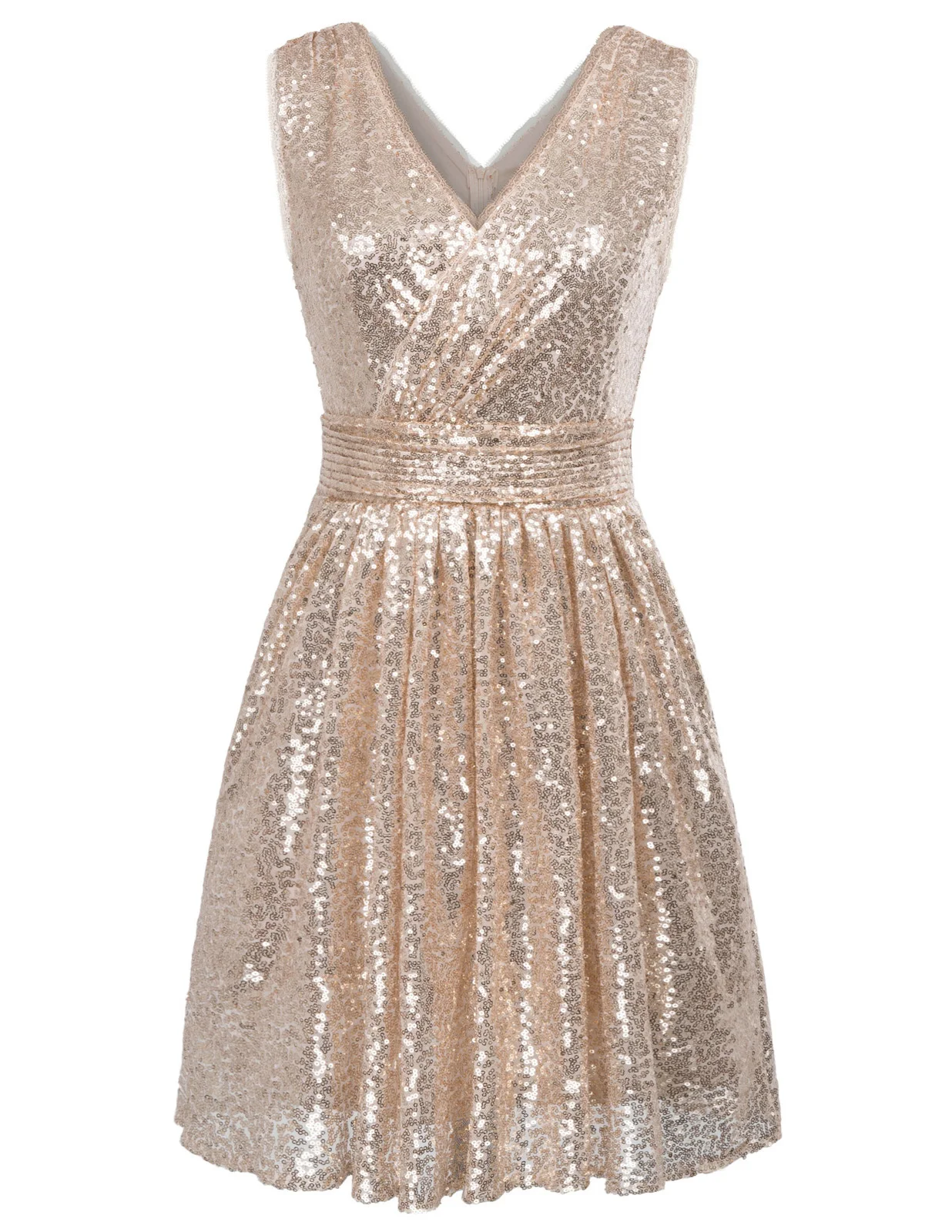 Сексуальное женское платье без рукавов с V-образным вырезом и блестками | Женская