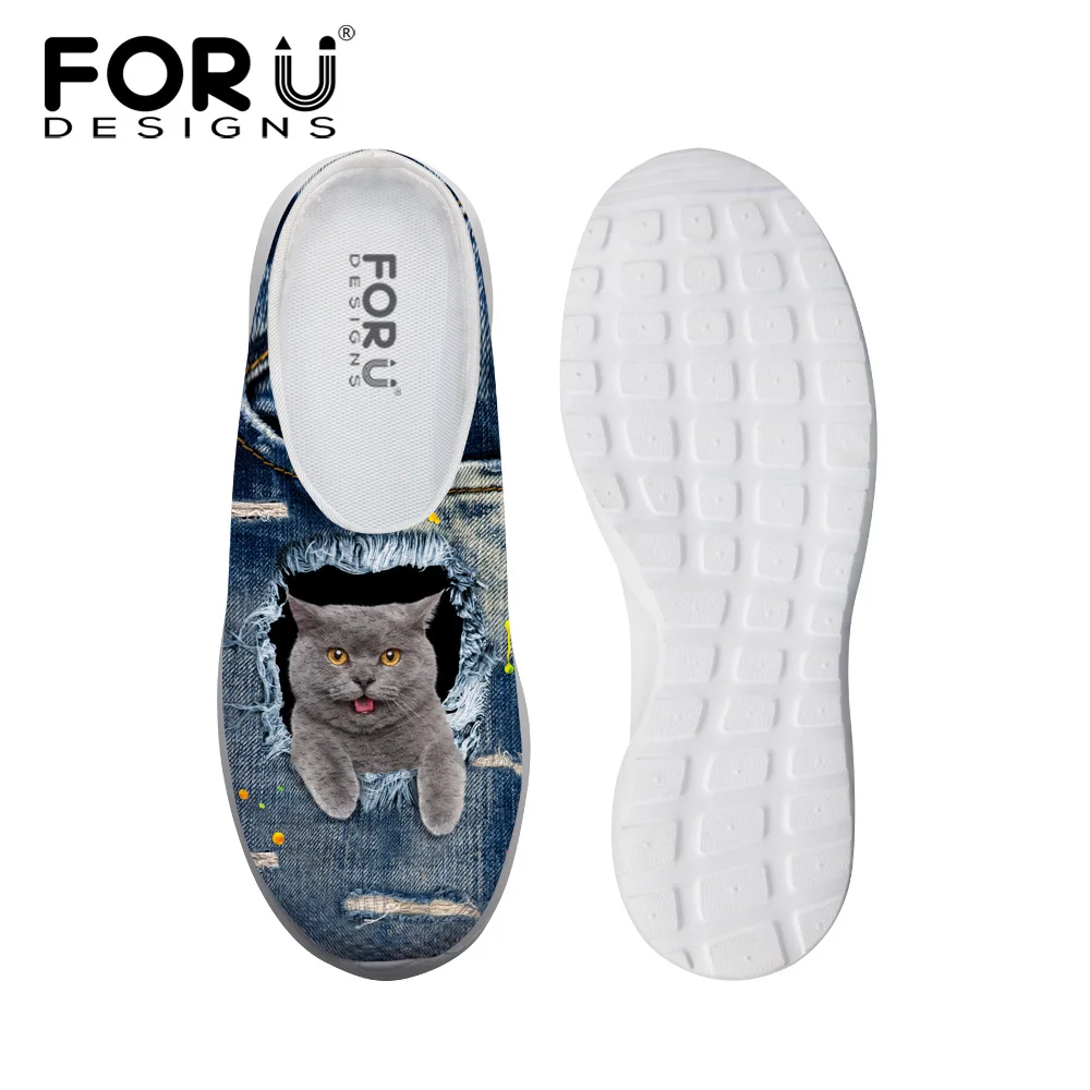 FORUDESIGNS/Женские повседневные Шлепанцы из джинсовой ткани с животными Модные