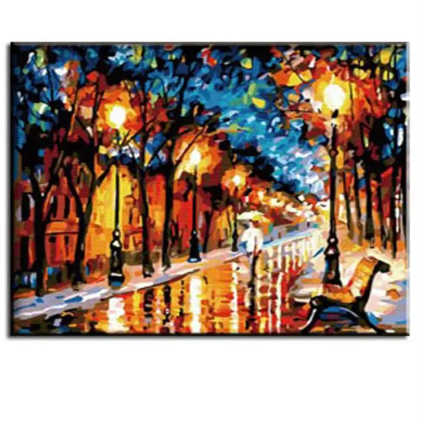 street painting 11 Diy живопись по номерам, картины по номерам, Настенная картина, поезд Цифровая живопись маслом - Цвет: street painting 11